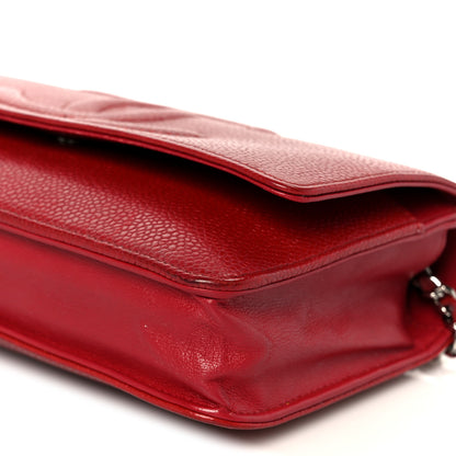 Chanel Caviar Timeless CC Wallet on Chain WOC Red 11 of 12