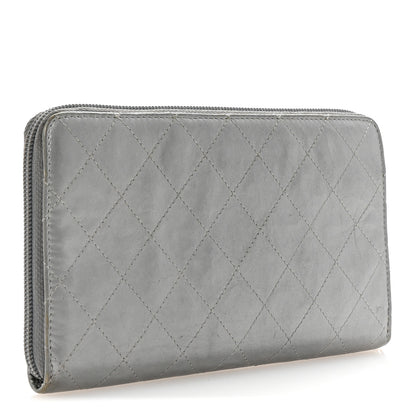Chanel Metallic Aged Calfskin Quilted Palette Large Zip Around Organizer Wallet Silver 3 of 9