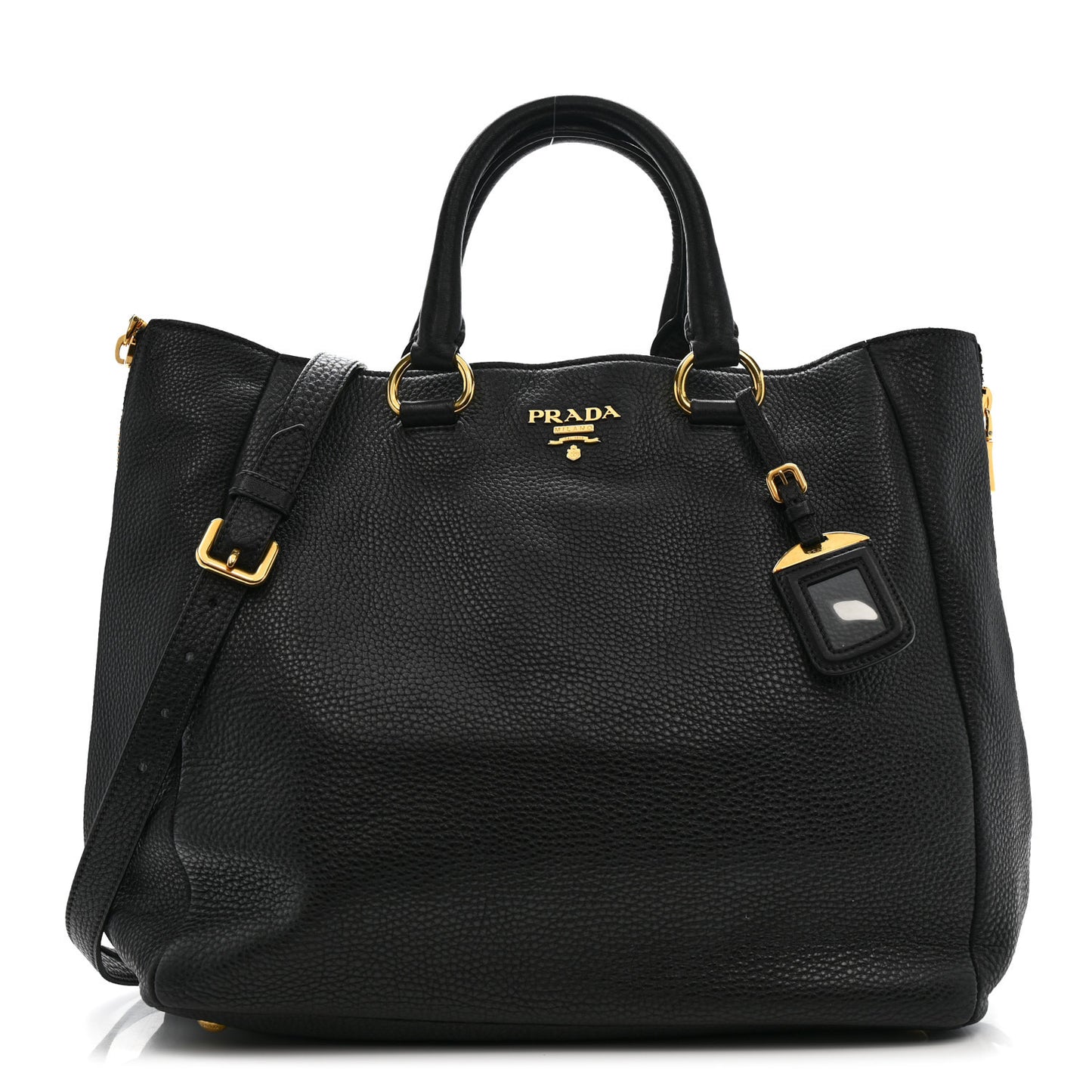 Vitello Daino Side Zip Tote Black