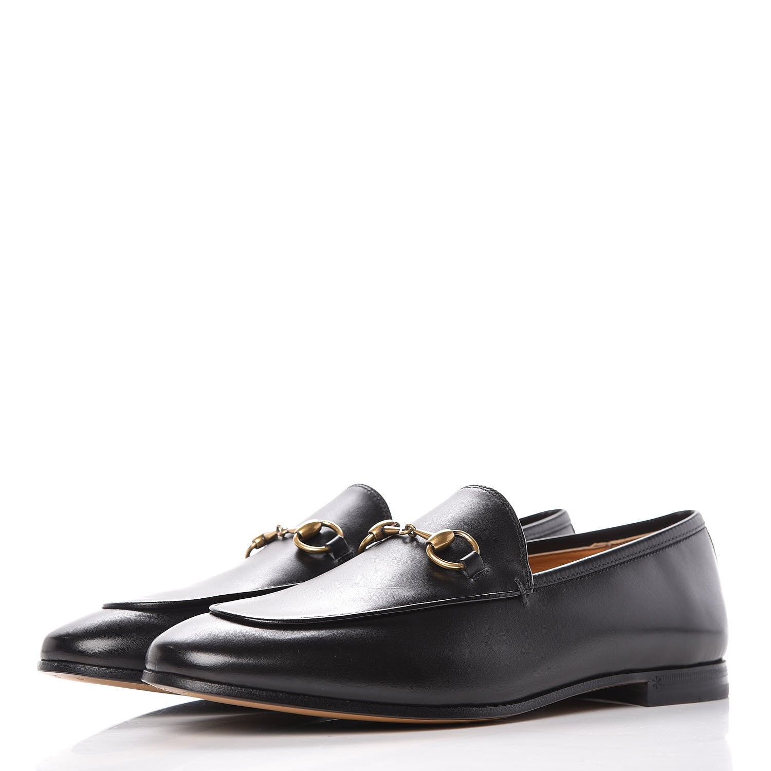 Gucci Calfskin Womens Jordaan Loafers 37.5 Black 3 of 8