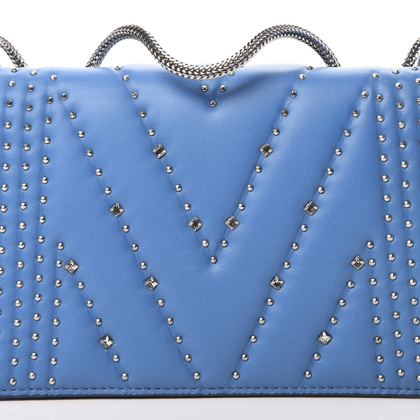 Lambskin Diamond Disco Flap Crossbody Bag Blue