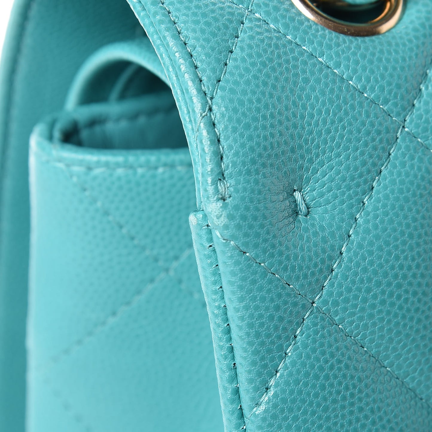 Caviar Quilted Jumbo Double Flap Turquoise