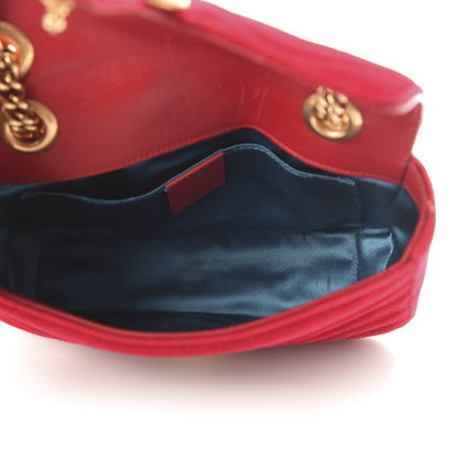 Gucci Velvet Matelasse Mini GG Marmont Shoulder Bag Hibiscus Red 4 of 11