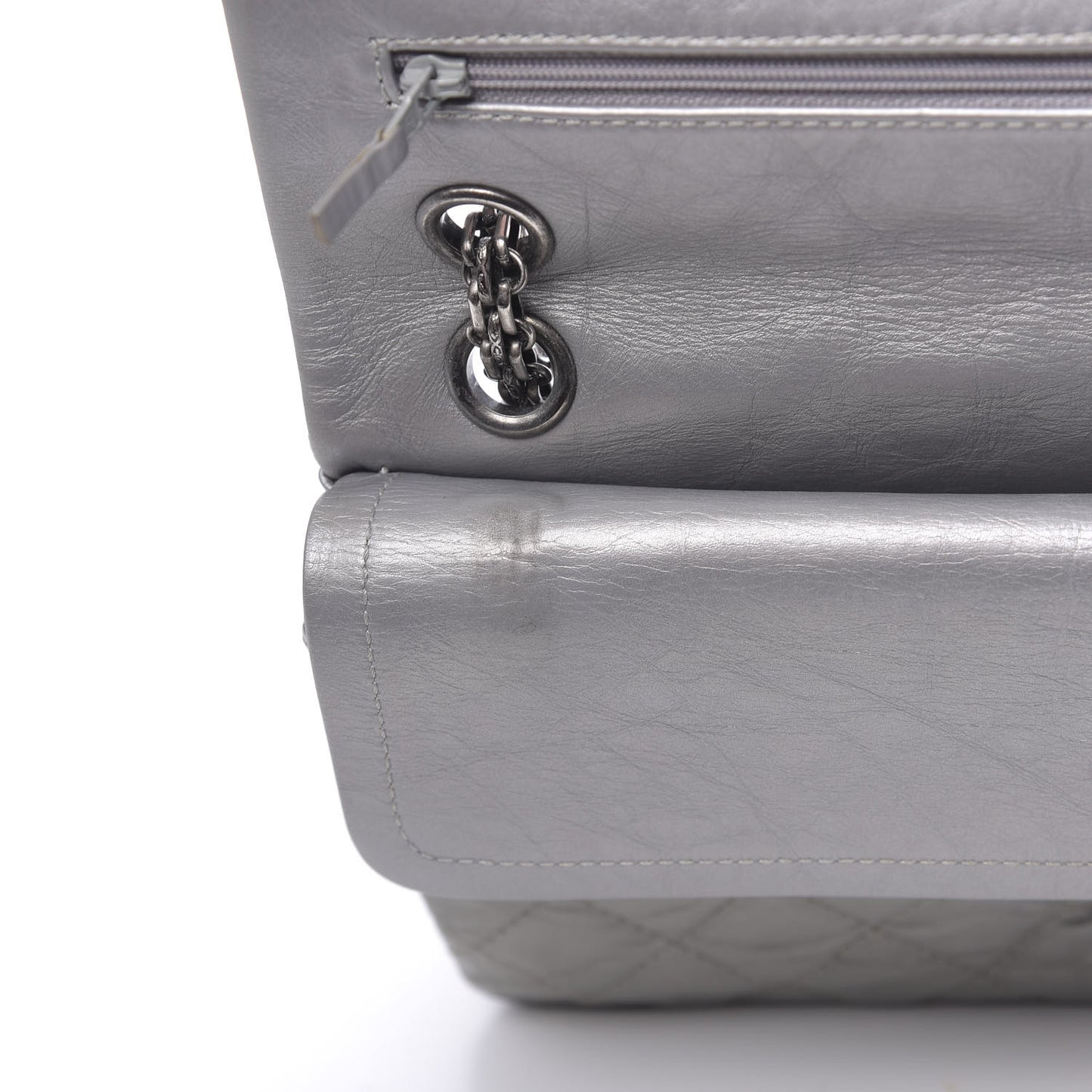 Metallic Aged Calfskin Quilted 2.55 Reissue 226 Flap Silver