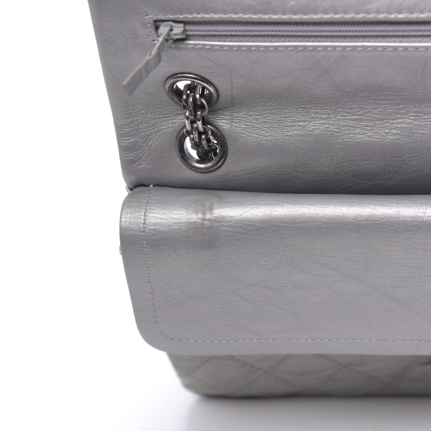 Chanel Metallic Aged Calfskin Quilted 2.55 Reissue 226 Flap Silver 11 of 13