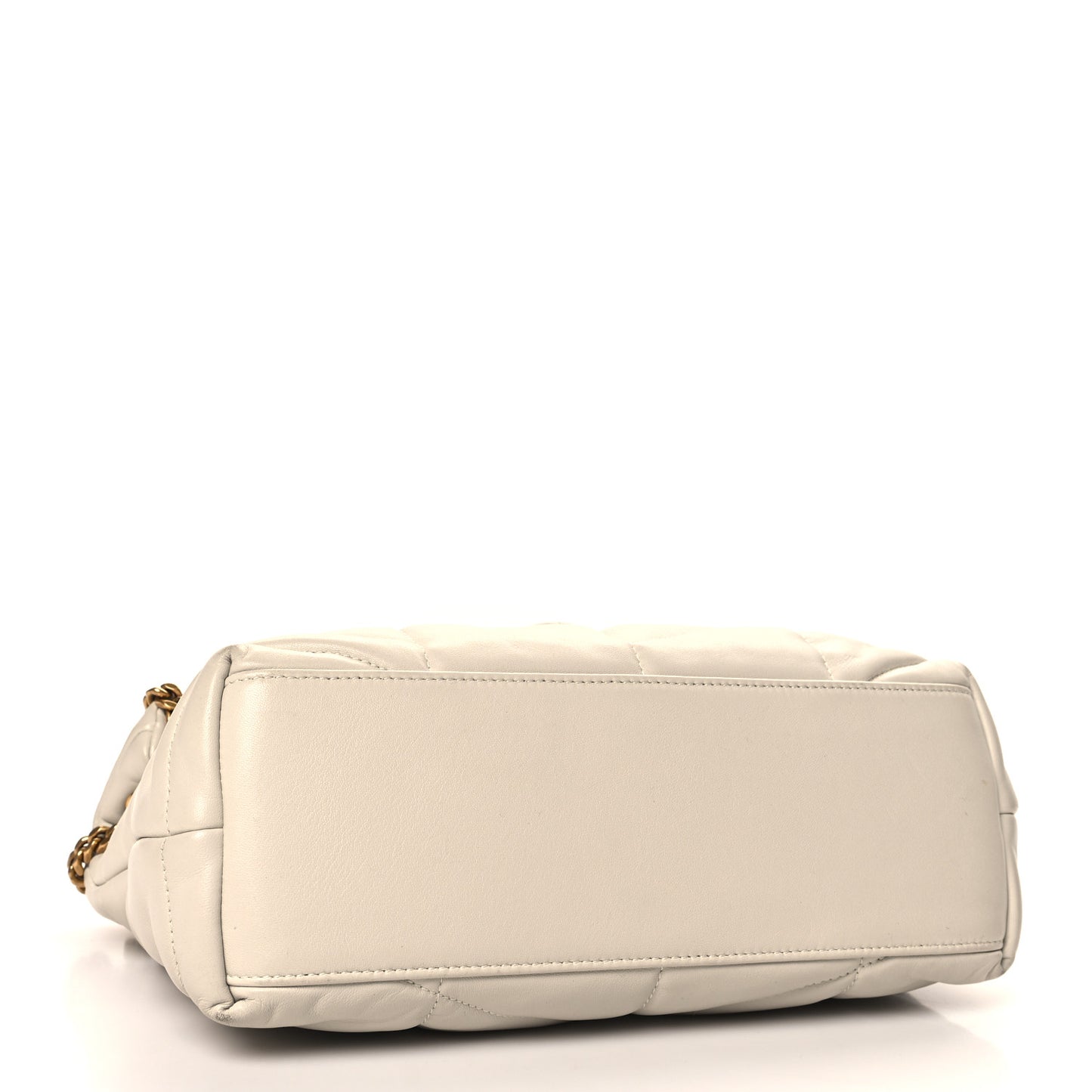 Lambskin Quilted Small Loulou Puffer Monogram Chain Satchel Crema Soft