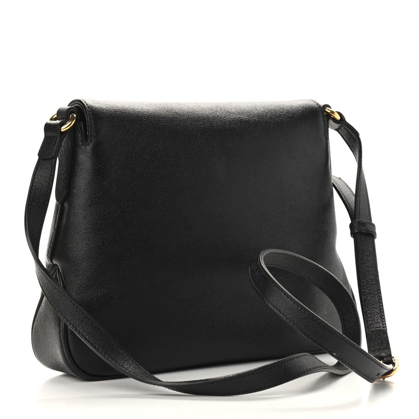 New Sakai Calfskin Lux Small Dahlia Messenger Shoulder Bag Black