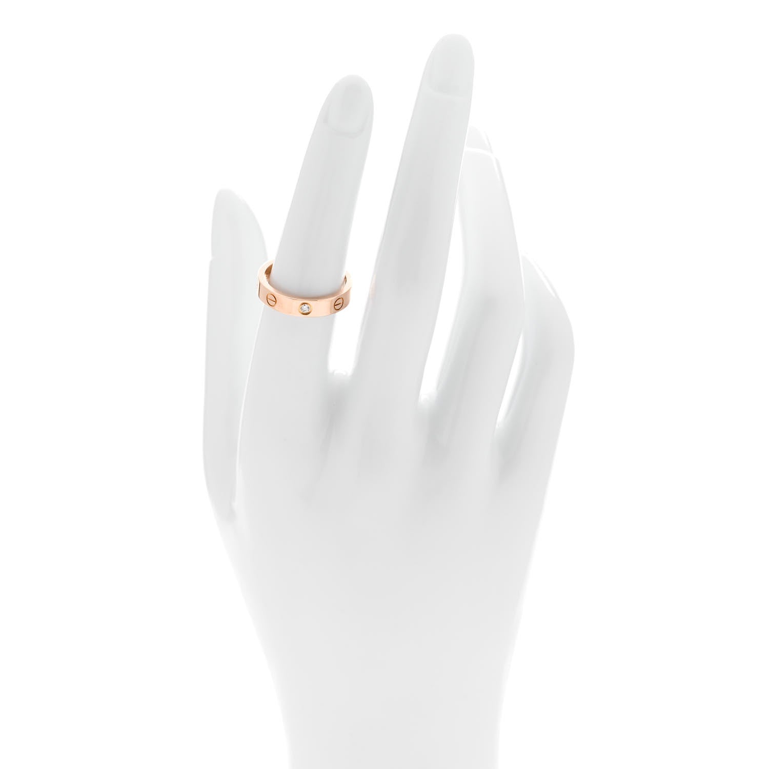 Cartier 18K Pink Gold Diamond 4mm LOVE Wedding Band Ring 53 6.25 2 of 5