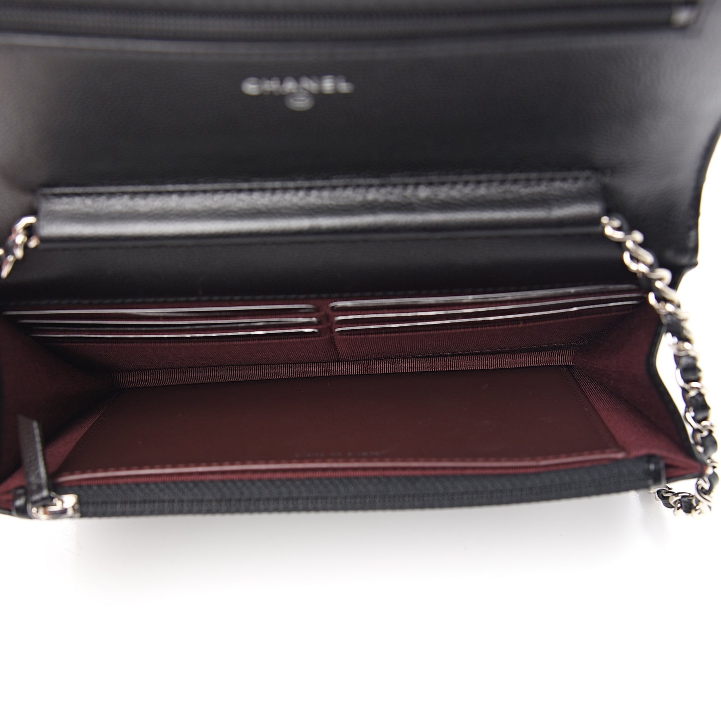 Caviar Chevron Quilted Wallet On Chain WOC Black