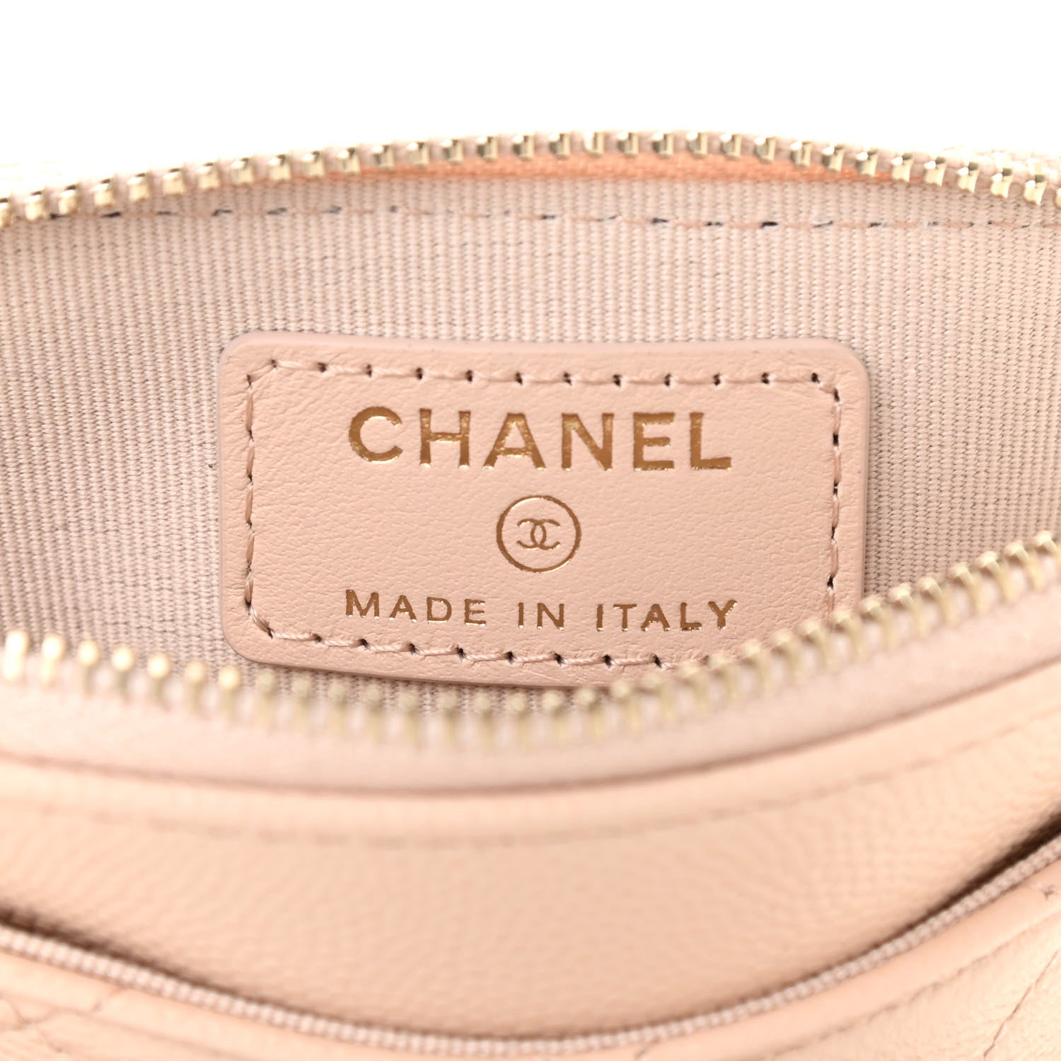 Chanel Caviar Quilted Zip Card Holder Wallet Light Beige 6 of 8