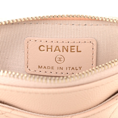 Chanel Caviar Quilted Zip Card Holder Wallet Light Beige 6 of 8