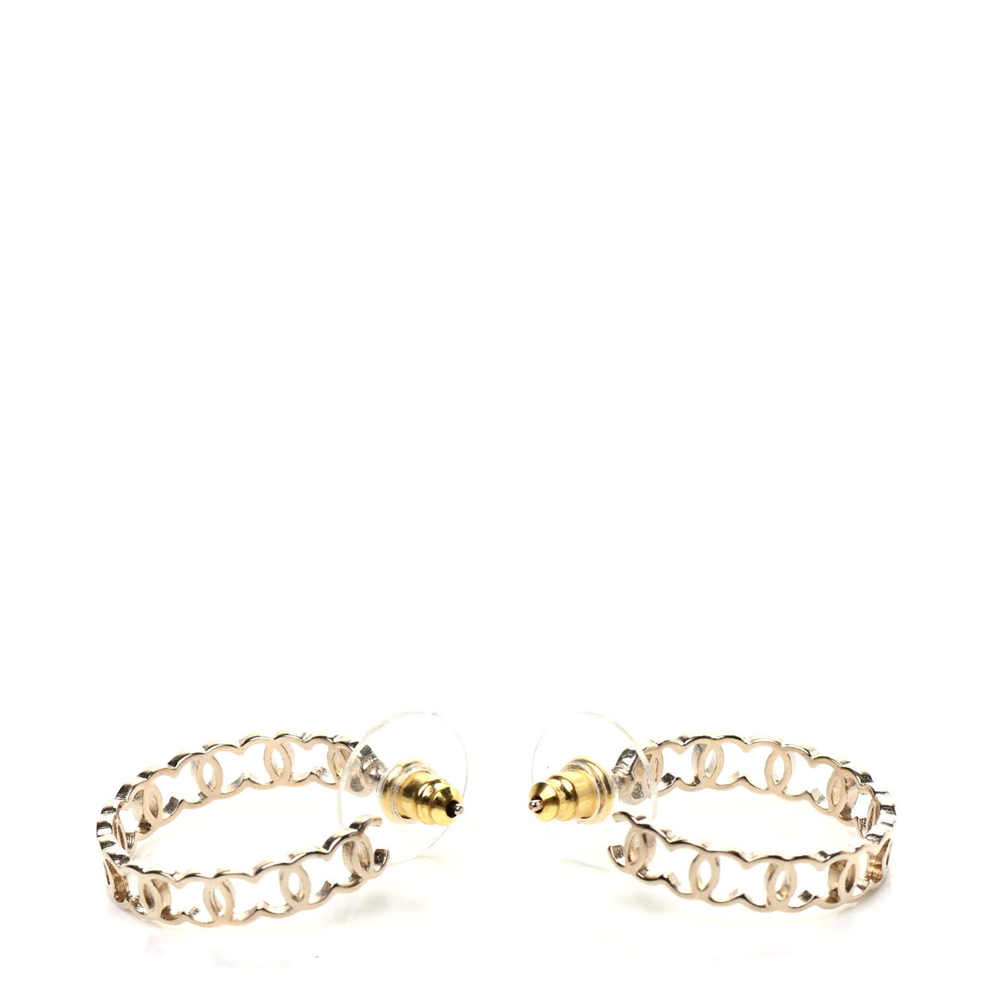 Metal CC Hoop Earrings Gold