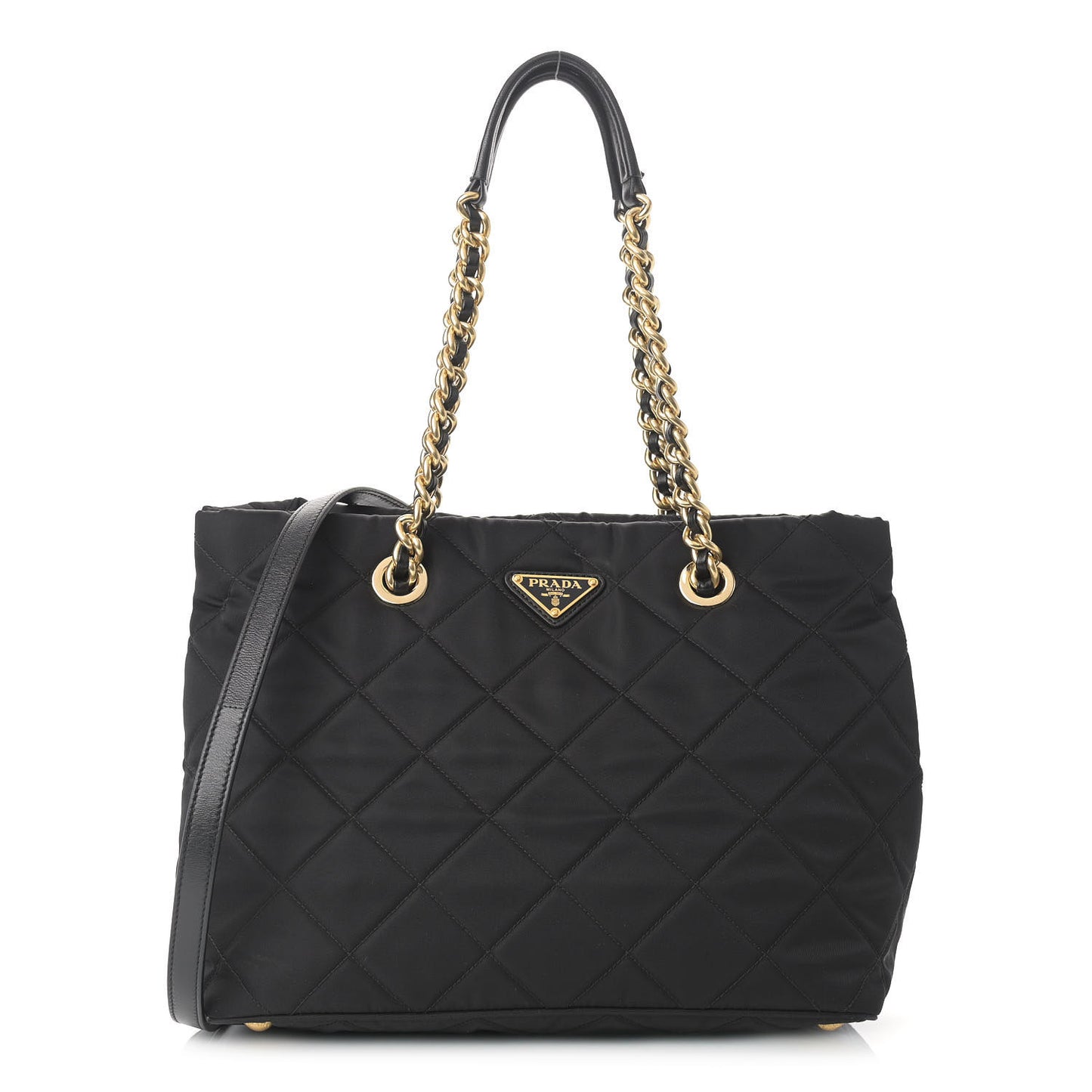 Nylon Tessuto Impuntu Quilted Shoulder Bag Black