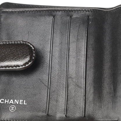 Chanel Patent Goatskin Compact French Wallet Dark Brown 10 of 12