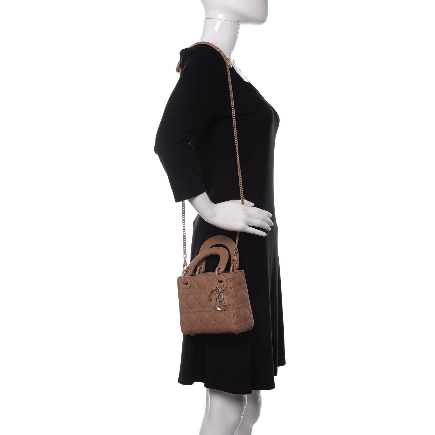 Christian Dior Ultra Matte Calfskin Cannage Mini Lady Dior Light Beige 2 of 10