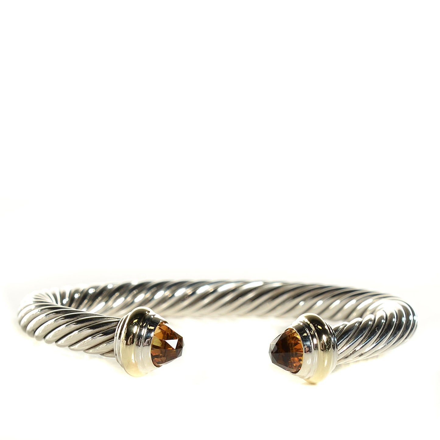 Sterling Silver 14K Yellow Gold Citrine 7mm Cable Classics Bracelet