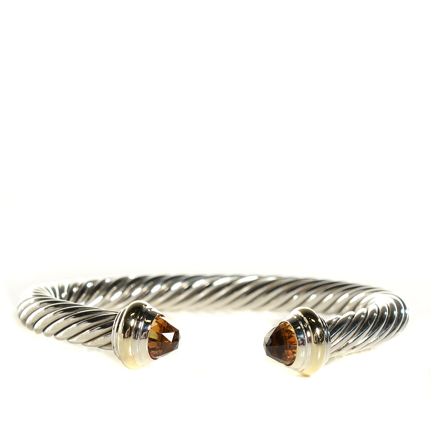 David Yurman Sterling Silver 14K Yellow Gold Citrine 7mm Cable Classics Bracelet 1 of 5