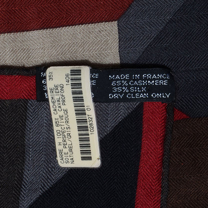 Hermes Cashmere Silk Perspective Cavaliere Scarf 100 Naturel Gris Rouge Profond 7 of 7