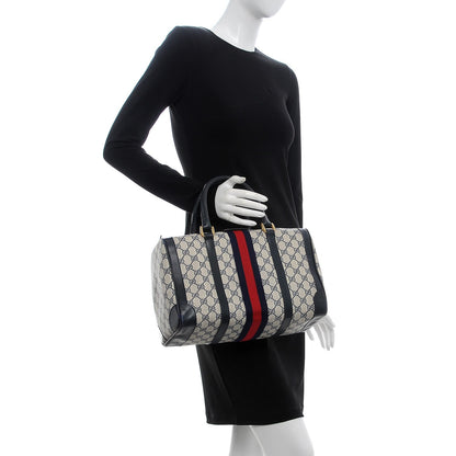 Gucci Coated Canvas Monogram Web Boston Navy 2 of 10