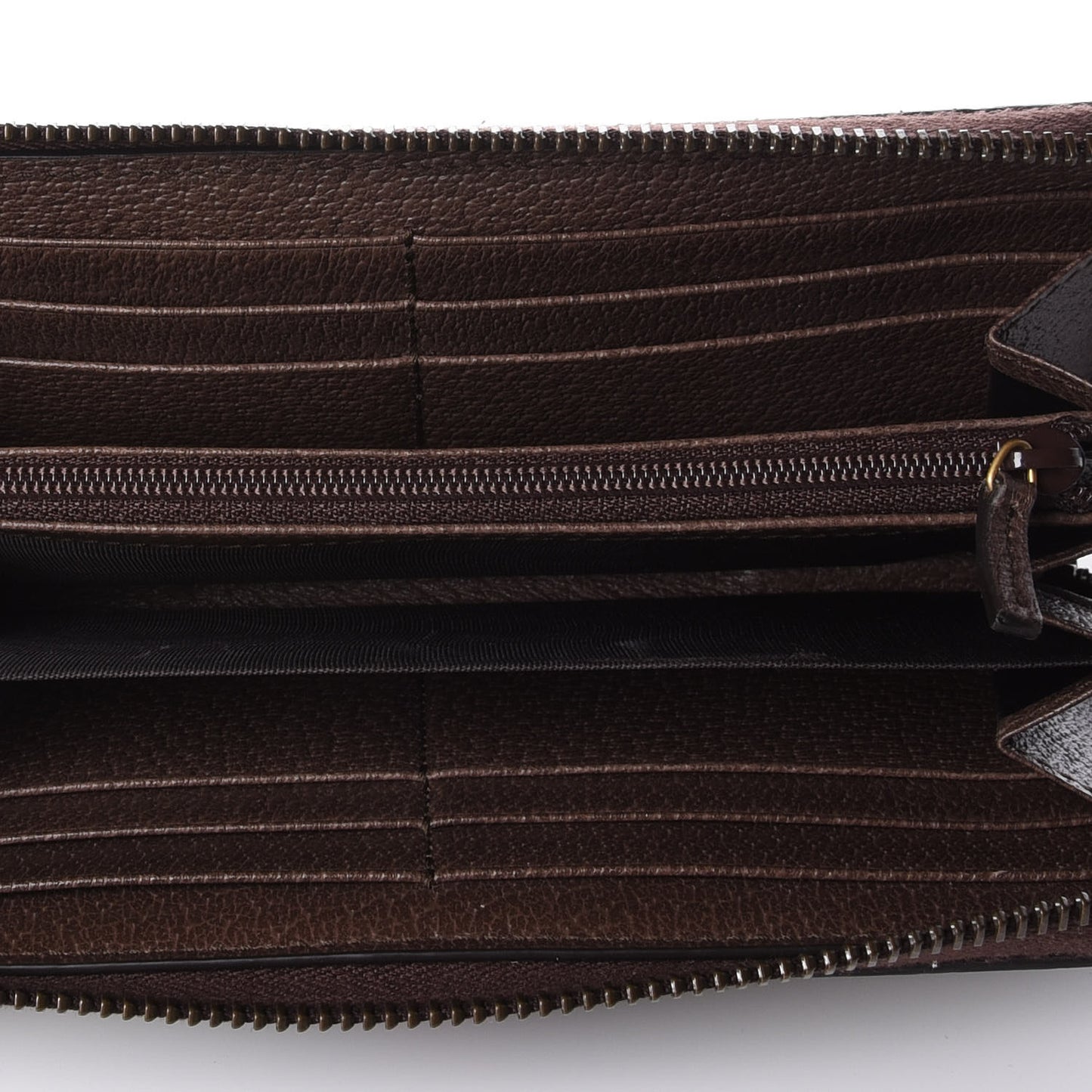GG Supreme Monogram Web Ophidia Zip Around Wallet Brown