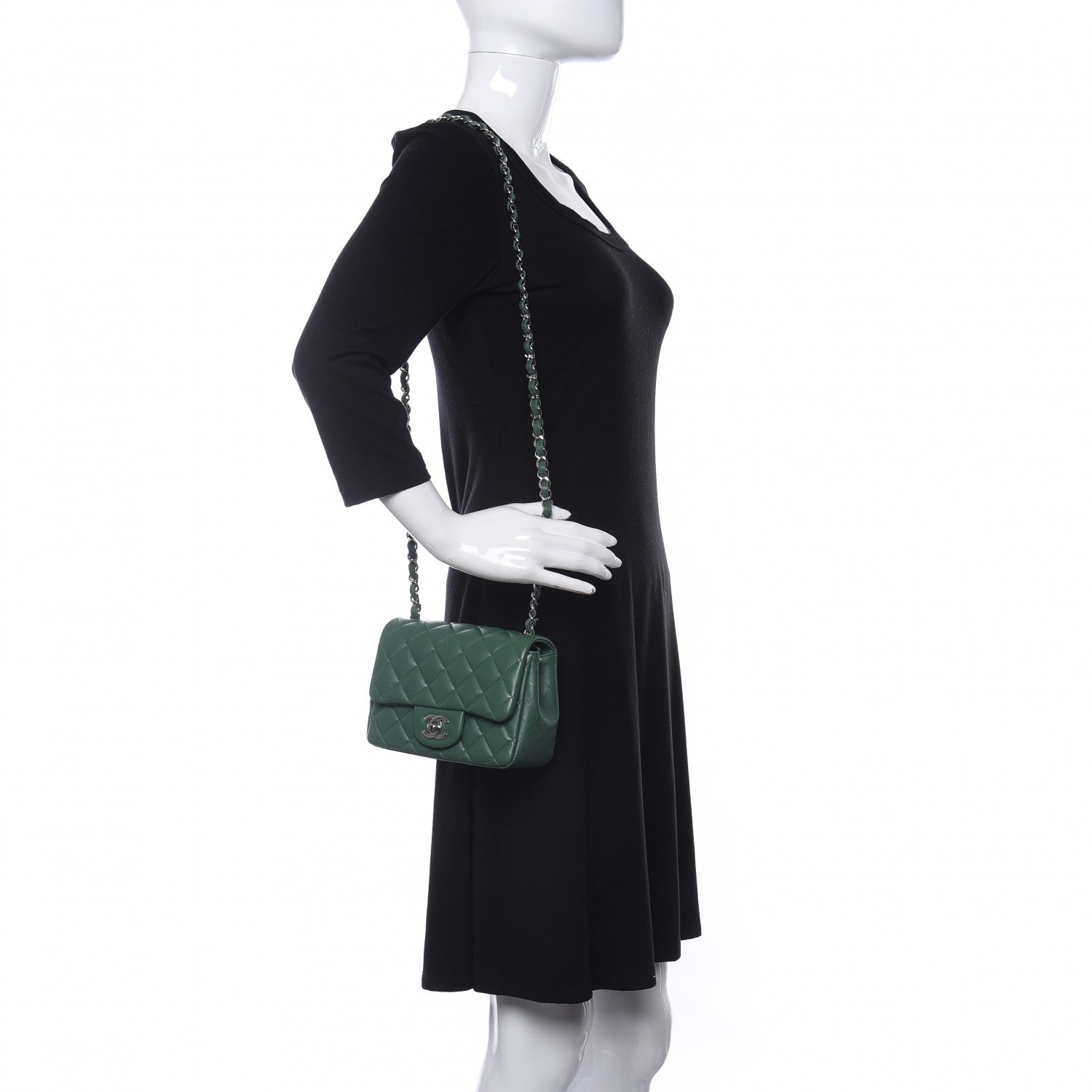 Chanel Lambskin Quilted Mini Square Flap Green 2 of 9