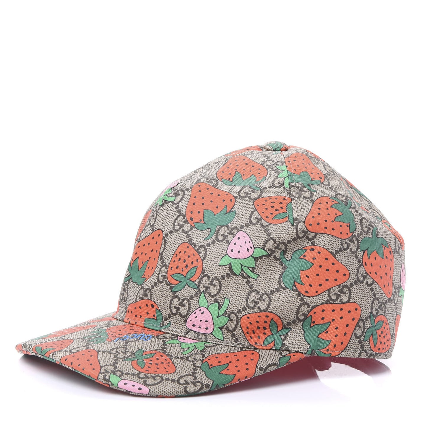 GG Supreme Monogram Strawberry Baseball Hat M Beige Multicolor