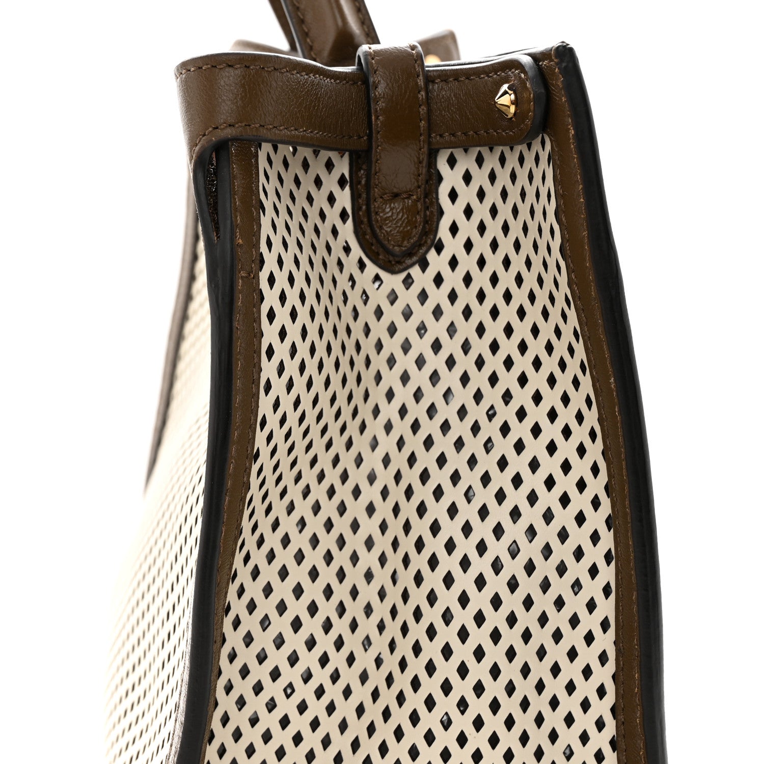 Fendi Vitello Liberty Glossy Lambskin Perforated Medium Peekaboo X-Lite White Ice Rust Maya 12 of 13