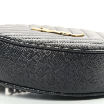 Saint Laurent Grain De Poudre Matelasse Chevron Quilted Round Vinyle Camera Bag Black 8 of 9