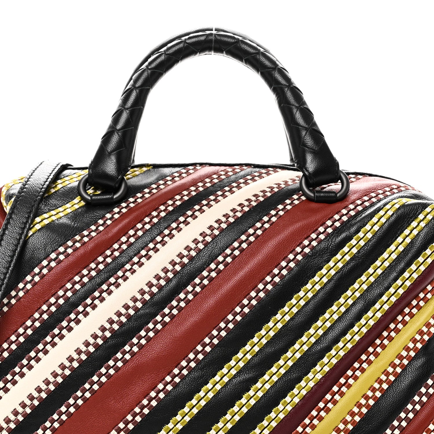 Bottega Veneta Nappa Diagonal Stripe Boston Black Multicolor 8 of 9