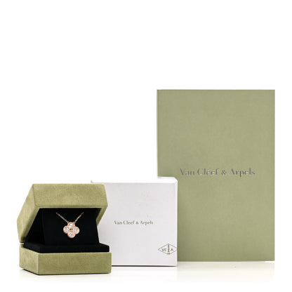 Van Cleef & Arpels 18K Rose Gold Diamond Vintage Alhambra Pendant Necklace 5 of 5