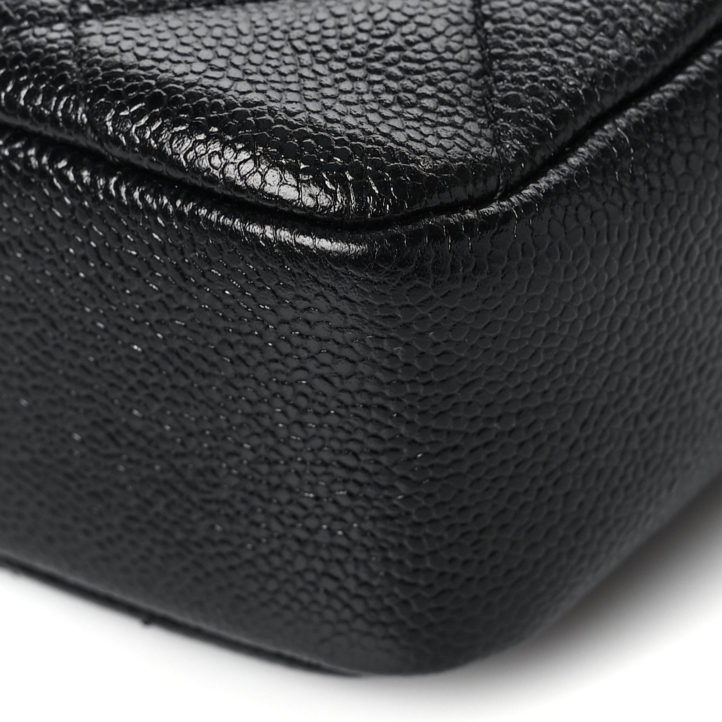 Shiny Caviar Quilted Chain Melody Camera Bag Black