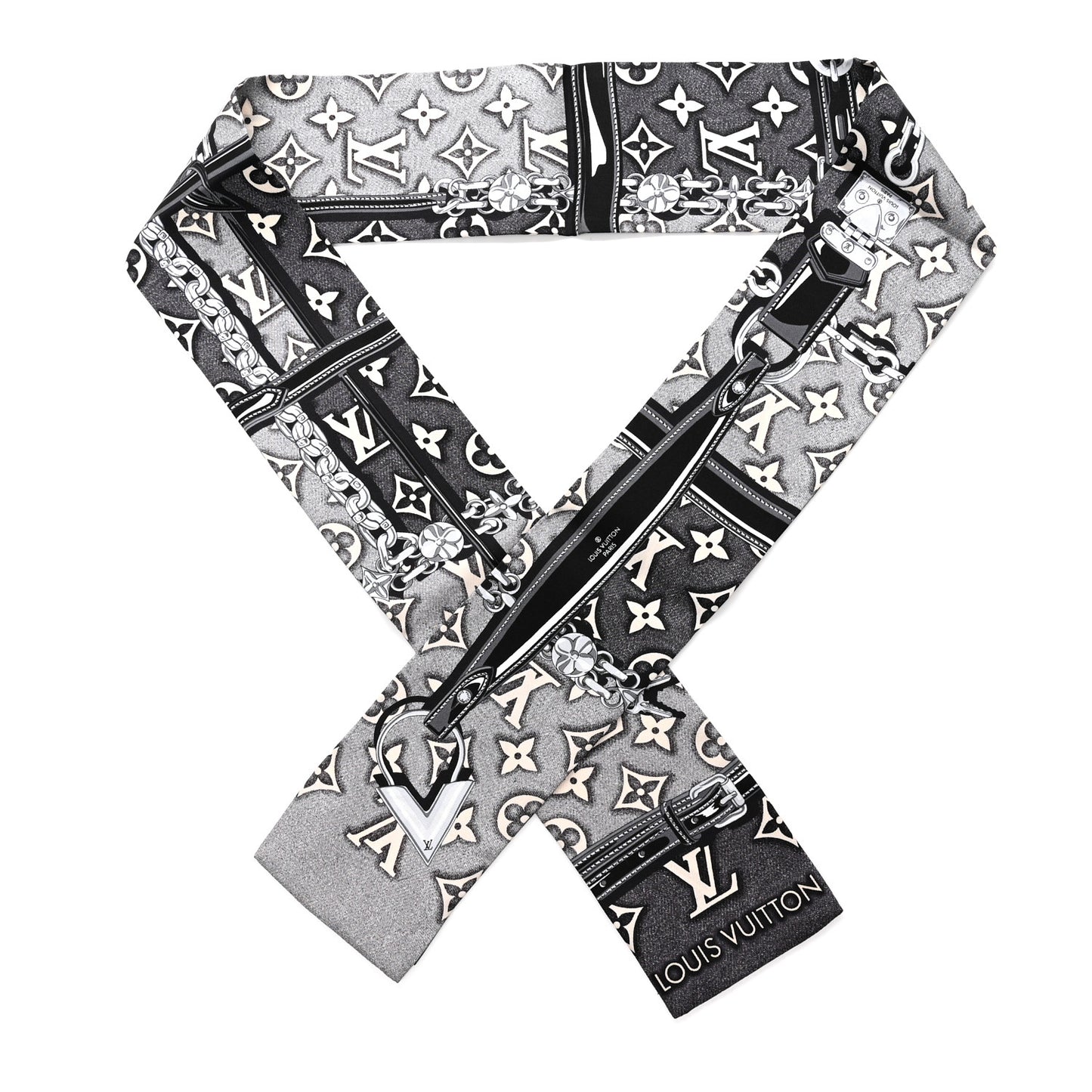 Silk Monogram Jacquard Denim Bandeau Gris