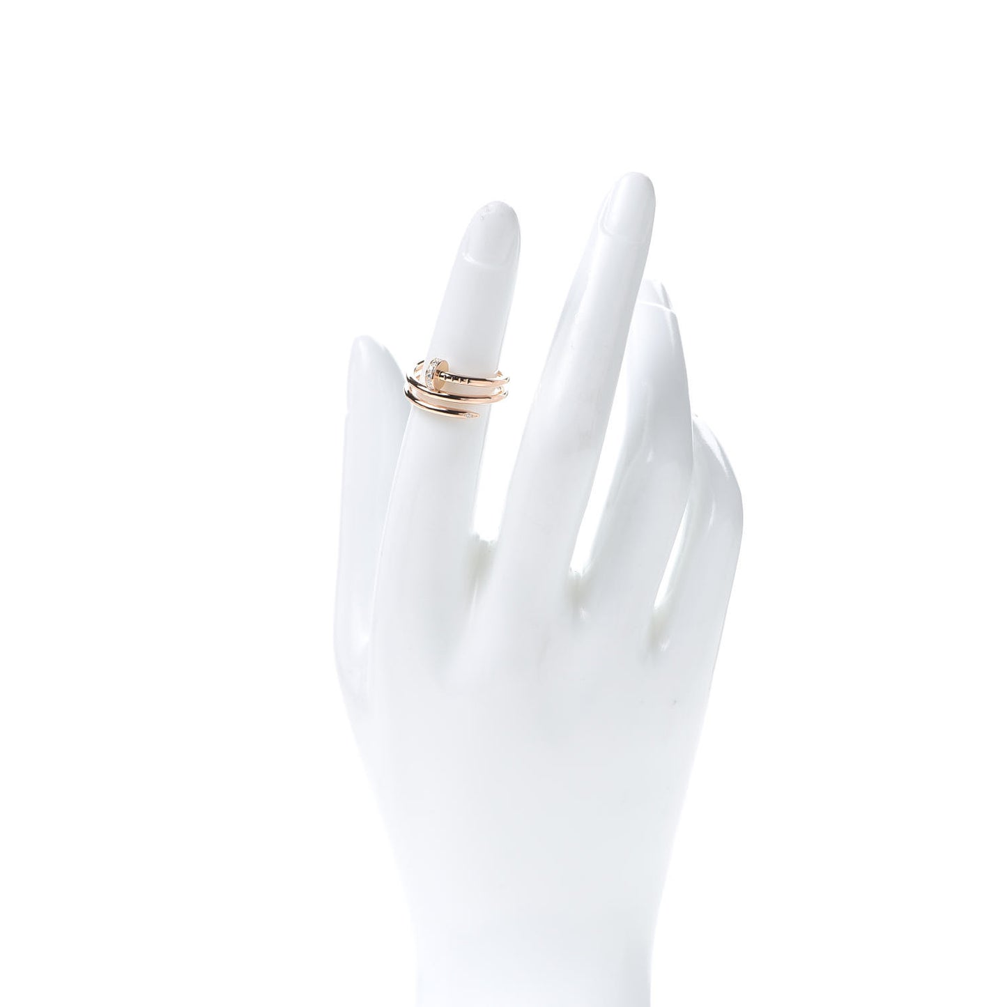 18K Pink Gold Diamond Double Juste Un Clou Ring 50 5.25