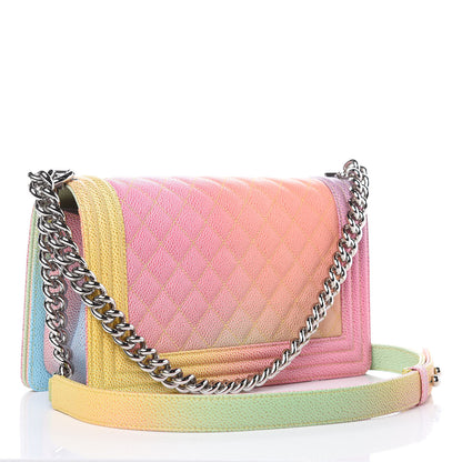 Chanel Caviar Quilted Medium Cuba Rainbow Boy Flap Multicolor 3 of 12