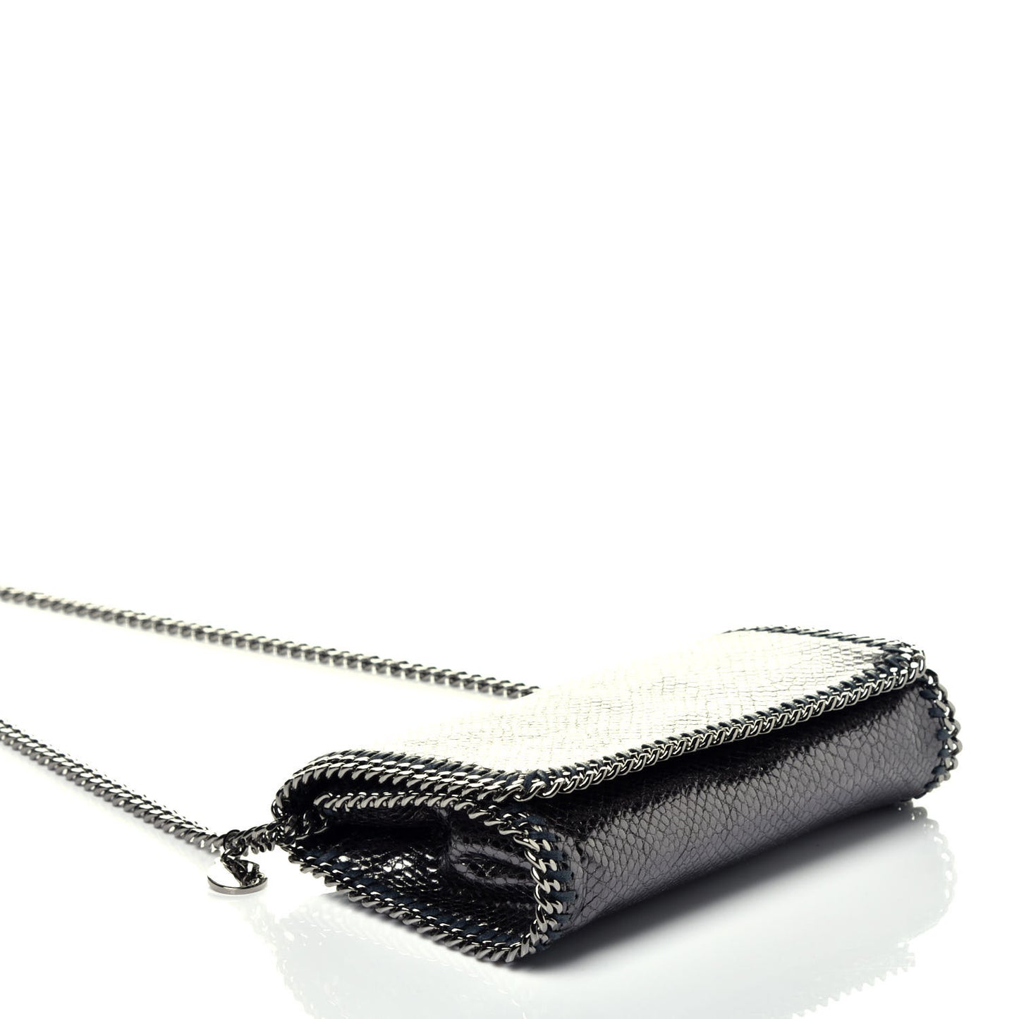 Metallic Snake Print Falabella Crossbody Bag Ruthenium