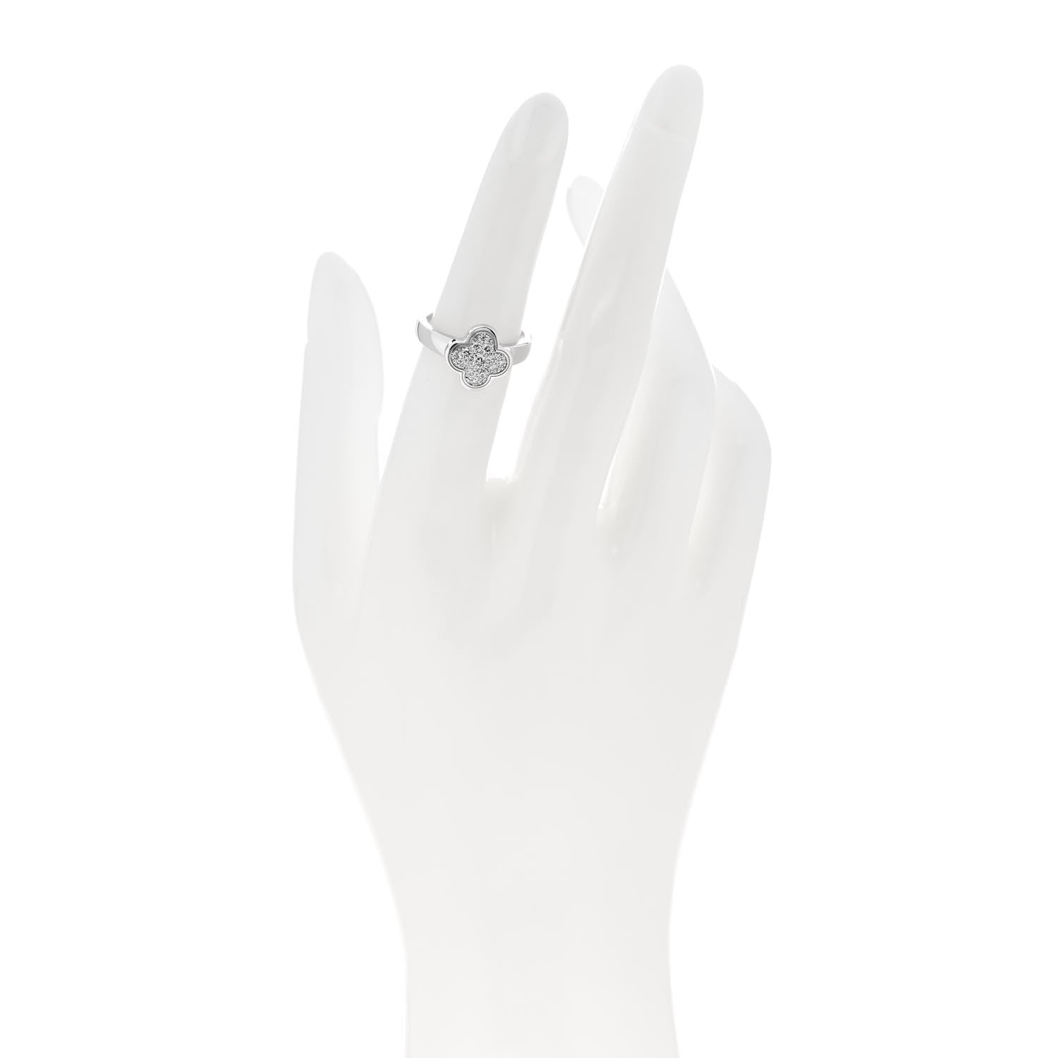 Van Cleef & Arpels VAN CLEEF & ARPELS 18K White Gold Diamond Pure Alhambra Ring 51 5.75 2 of 5