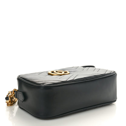 Gucci Calfskin Matelasse Small GG Marmont Chain Shoulder Bag Black 4 of 11