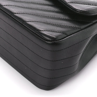 Chanel Lambskin Chevron Quilted Jumbo Double Flap Black 11 of 13