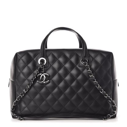 Chanel Calfskin Quilted Feather Weight Bowling Bag Black 1 of 10