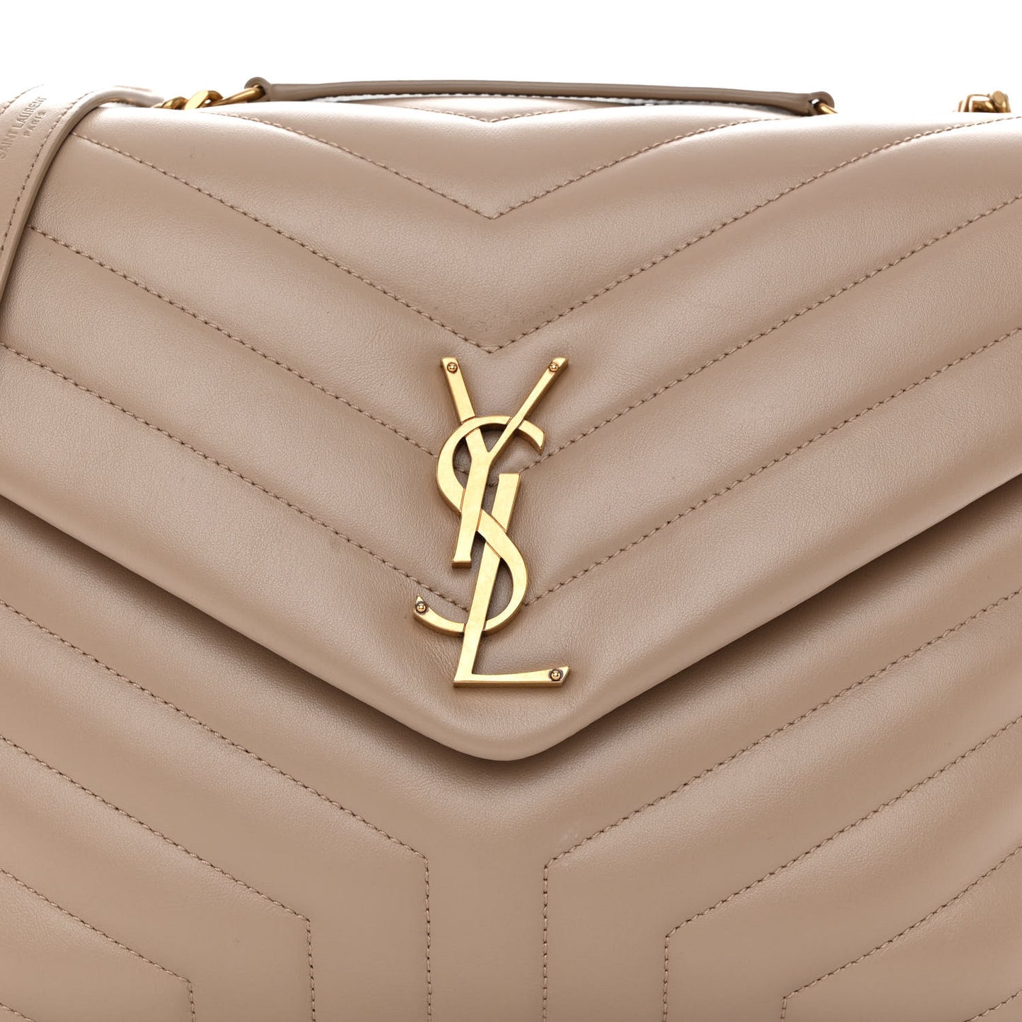 Calfskin Y Quilted Monogram Medium Loulou Chain Satchel Light Natural