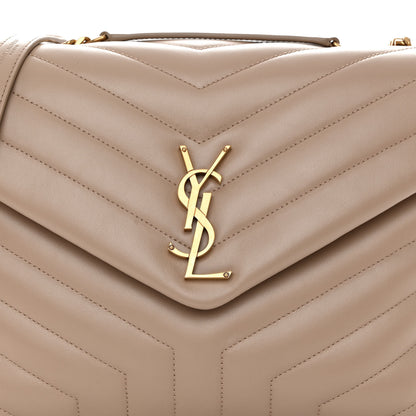 Saint Laurent Calfskin Y Quilted Monogram Medium Loulou Chain Satchel Light Natural 7 of 9