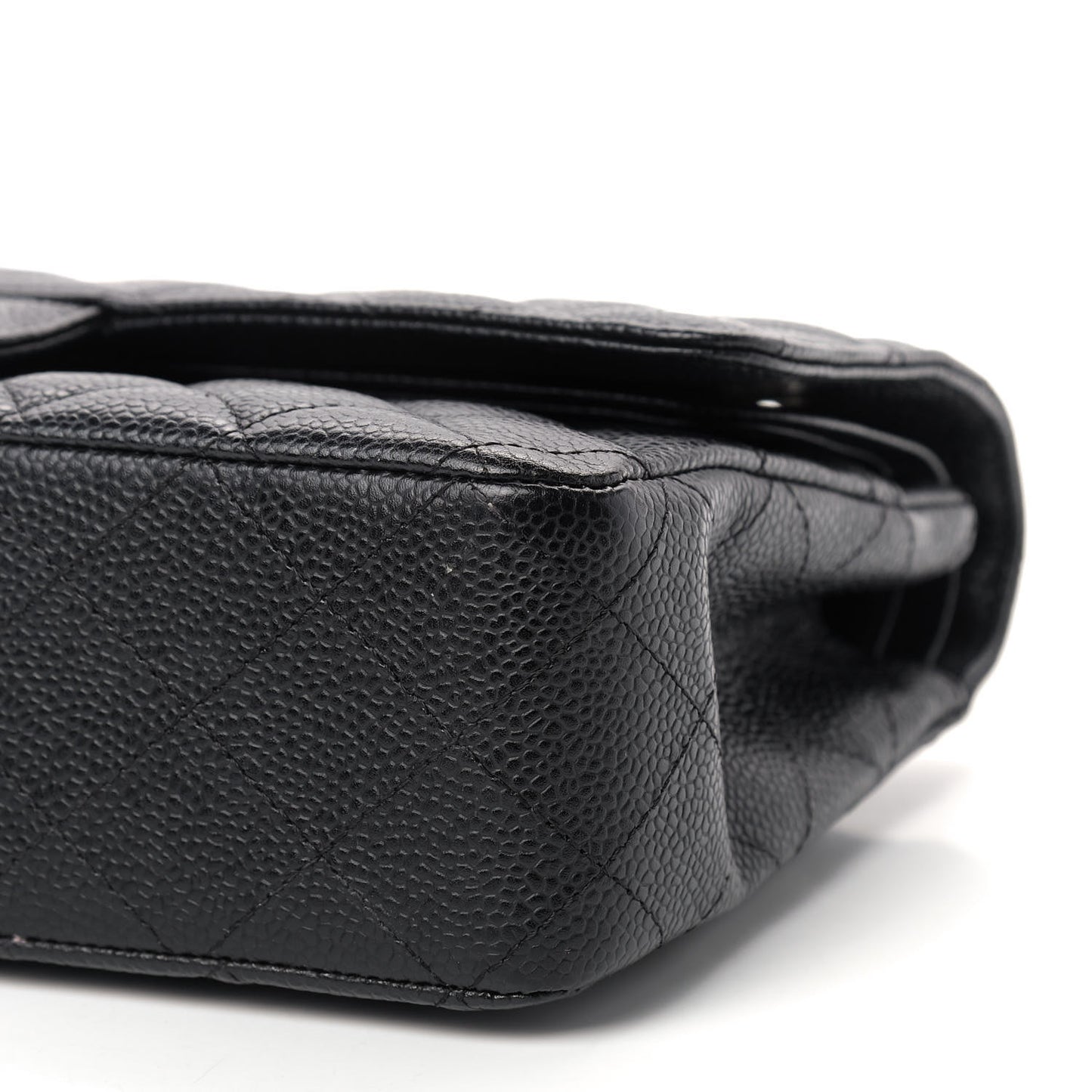 Caviar Quilted Medium Double Flap Black