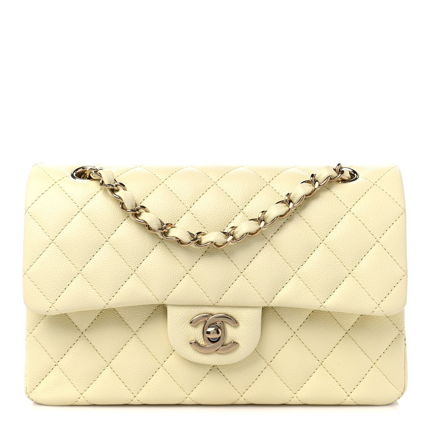 Chanel Caviar Quilted Small Double Flap Light Yellow 1 of 9