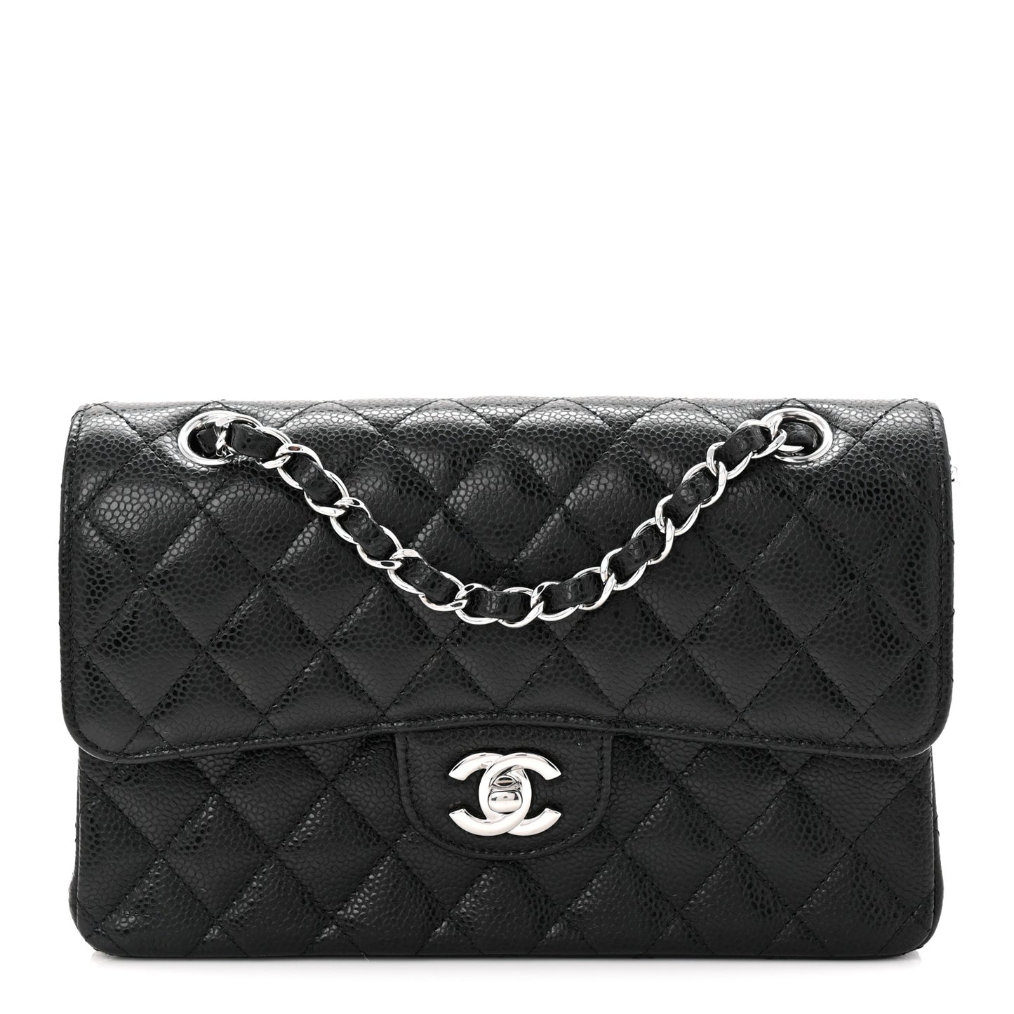 Caviar Quilted Small Double Flap Black