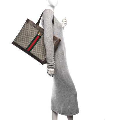 Gucci Gg Supreme Monogram Web Ophidia Tote Brown 2 of 11