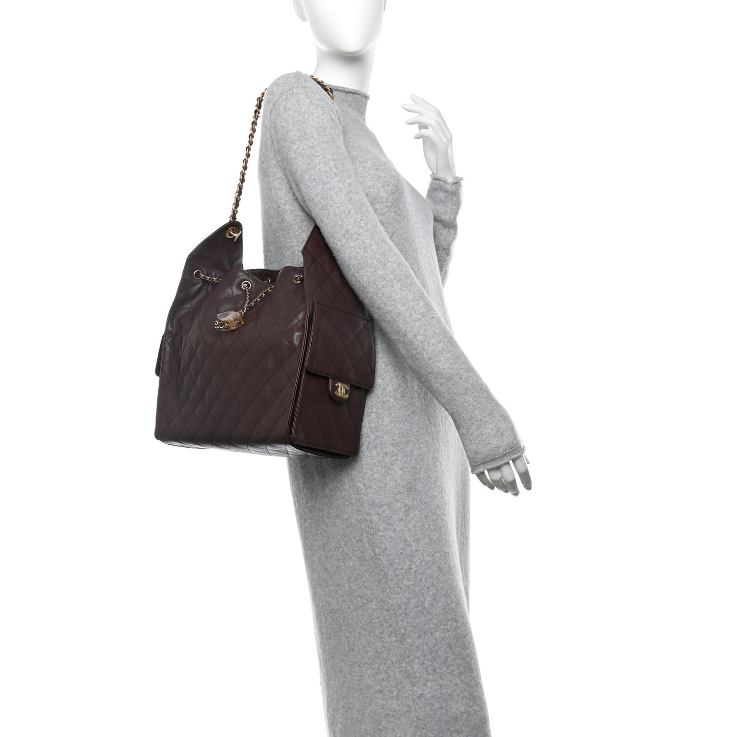 Caviar Quilted Medium Chanel 25 Handbag Dark Brown