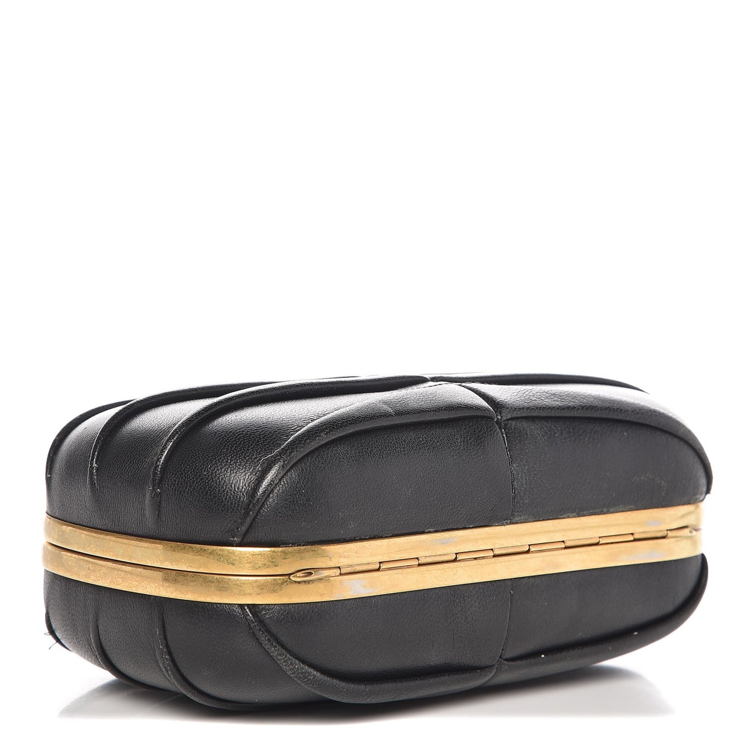 Lambskin Pleated Skull Box Clutch Black