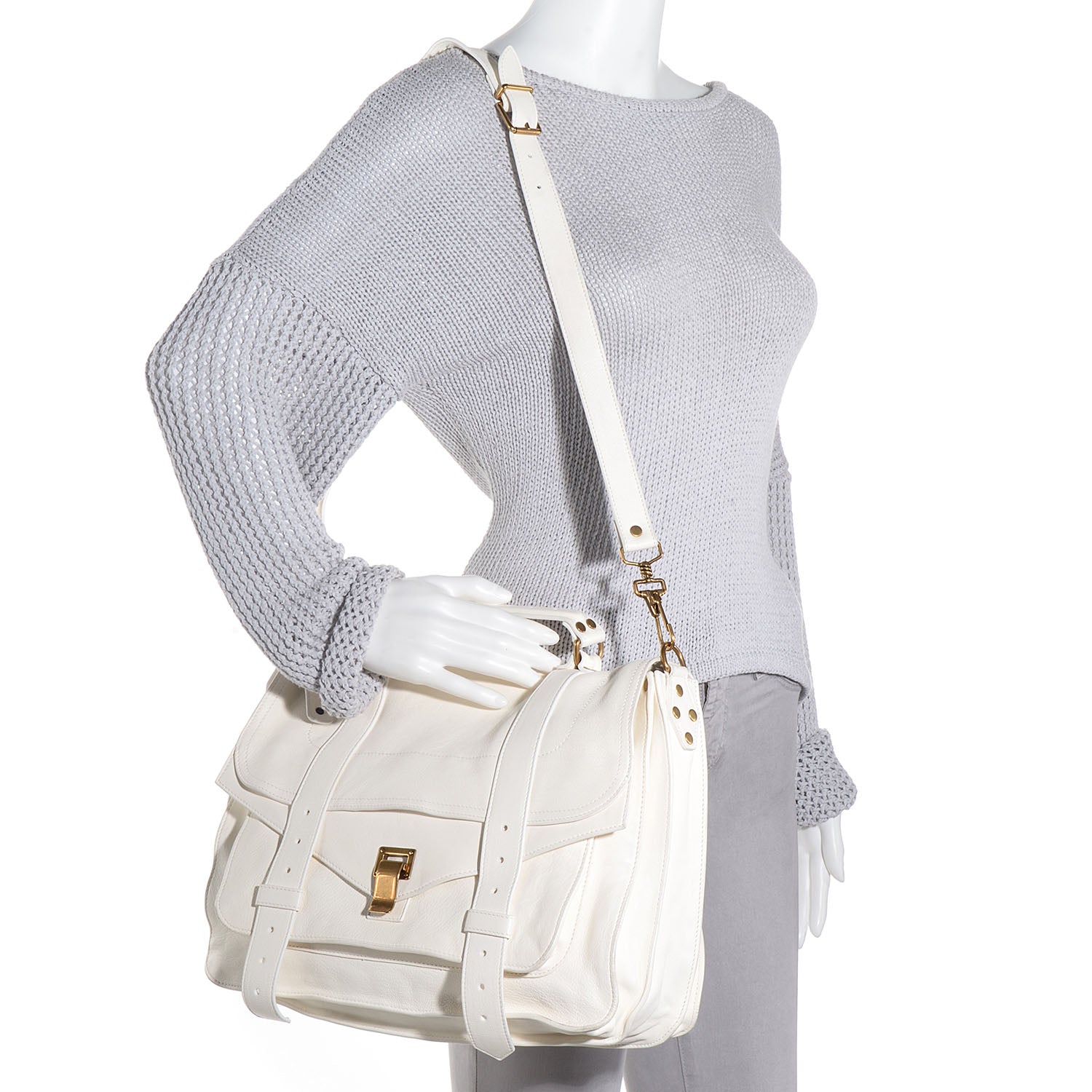 Proenza Schouler Lambskin PS1 Large Satchel White 2 of 15