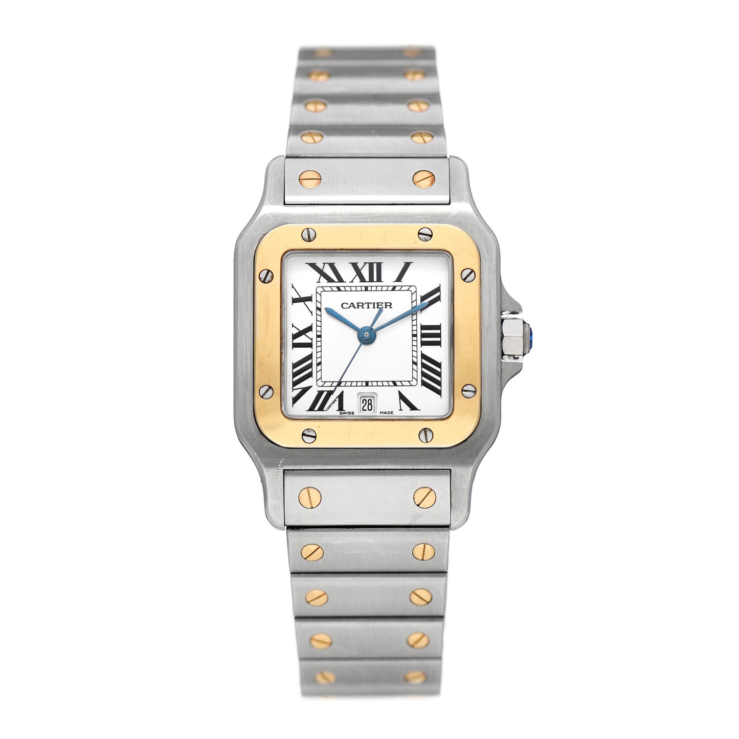 Stainless Steel 18K Yellow Gold 29mm Santos De Cartier Galbee Quartz Watch