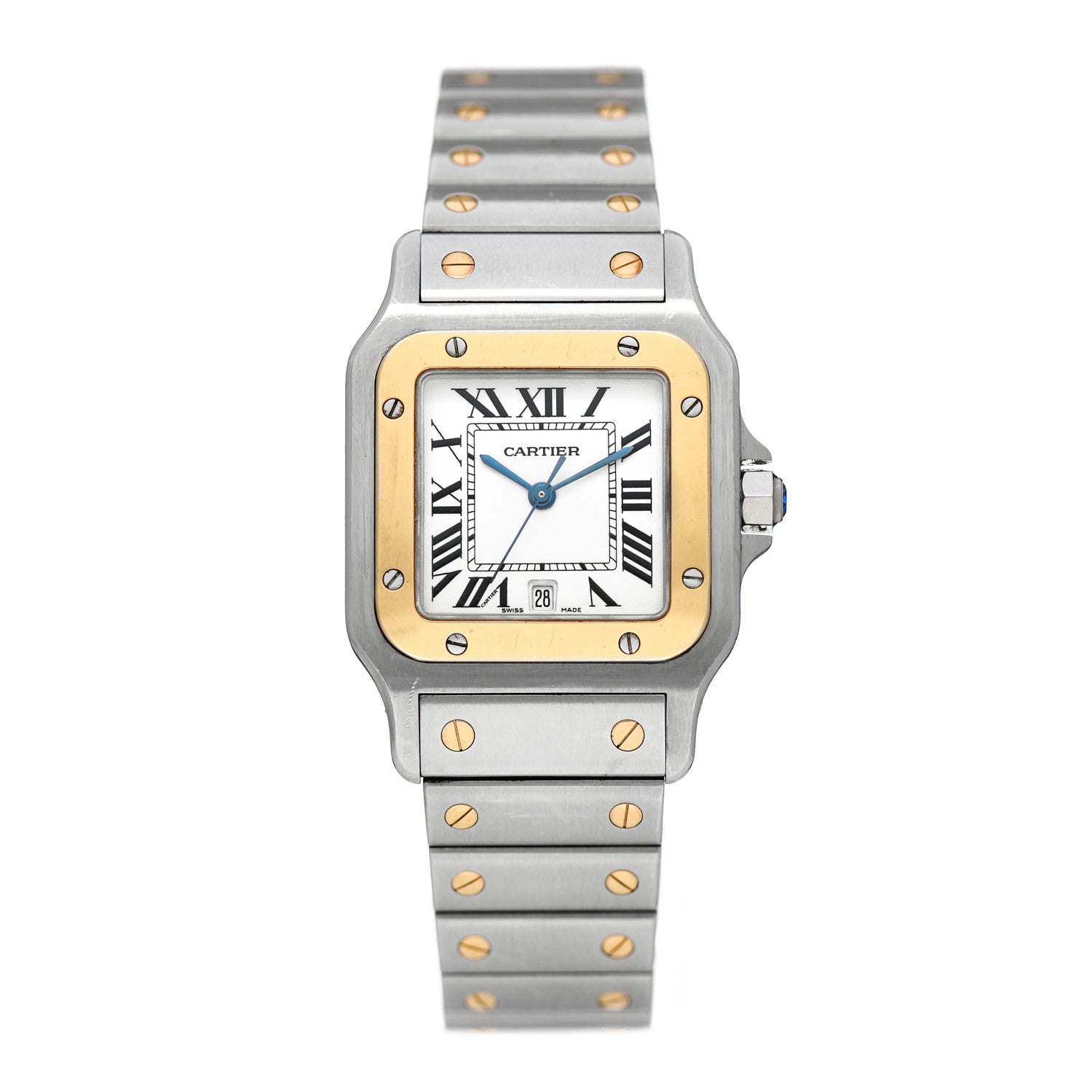 Cartier Stainless Steel 18K Yellow Gold 29mm Santos De Cartier Galbee Quartz Watch 1 of 4